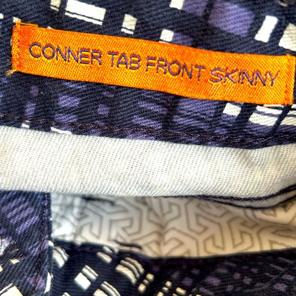 Y2K Tory Burch 28 Conner Tab Front Skinny Pants Blue White Gingham Preppy Fall - Picture 9 of 11